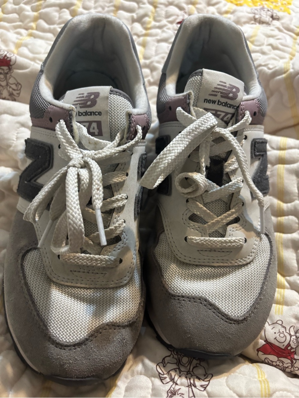 New Balance Gray, White & Purple 574 Women's Sneakers